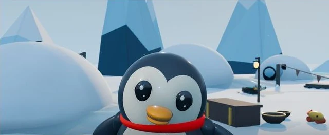 Pengi looks around an empty igloo village.