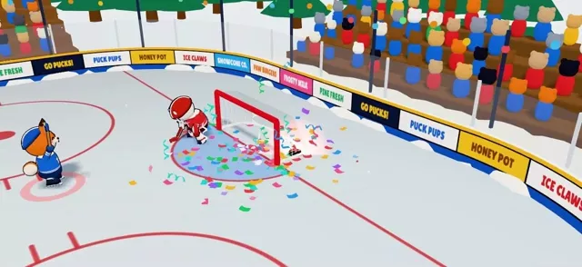 Instant replay of a goal with confetti